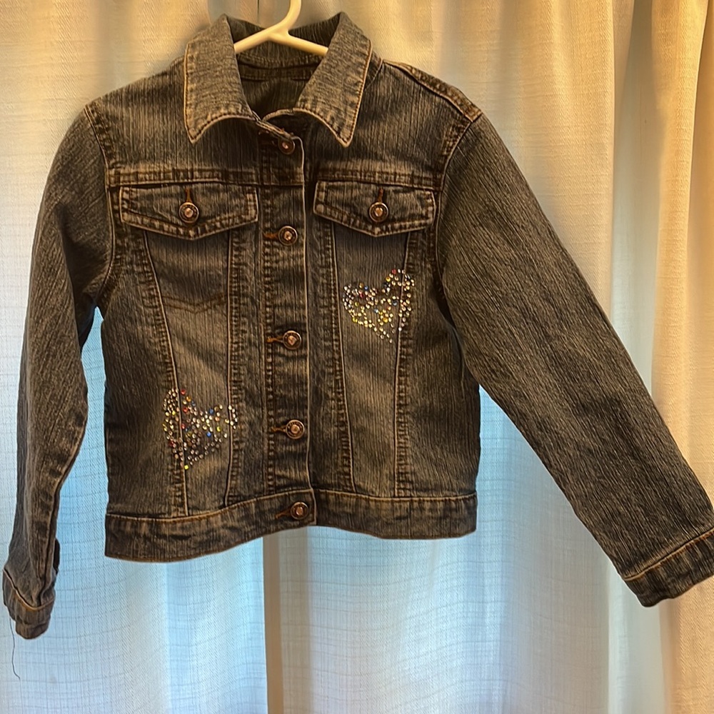 Size 6 girl Jean jacket with rhinestones